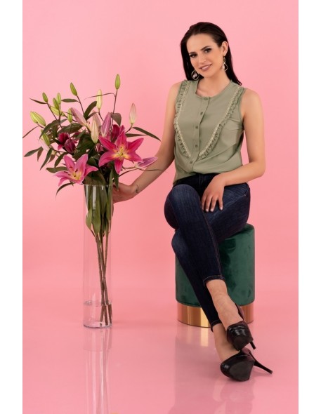 Nenaria bluzka damska bez rękawów khaki,...