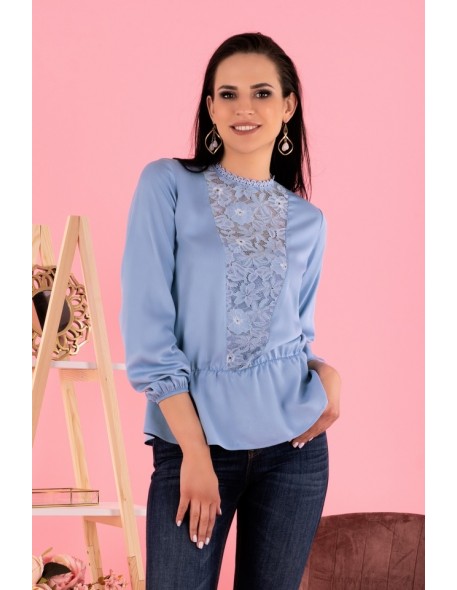 Iseara blouse women's with long sleeve blue, Merribel b33