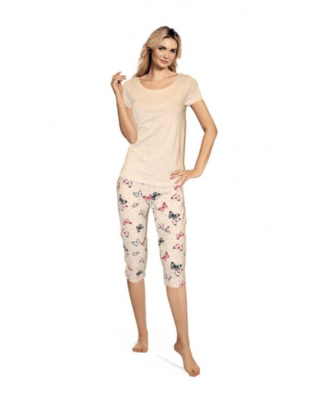 Mariposa piżama nocna damska krótki rękaw s-2xl, De Lafense 483