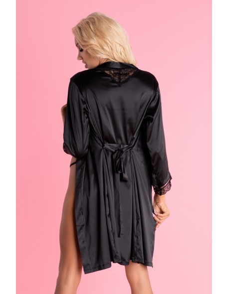 Ariladyen satin bathrobe ladies' black, Livia...