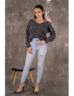 Gloris sweater ladies' with ażurowym wzorem graphite,...