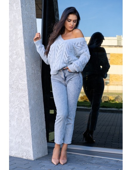 Manesa sweater ladies' with ażurowym wzorem oversize blue, Merribel