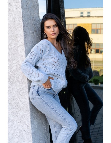 Manesa sweater ladies' with ażurowym wzorem oversize blue, Merribel