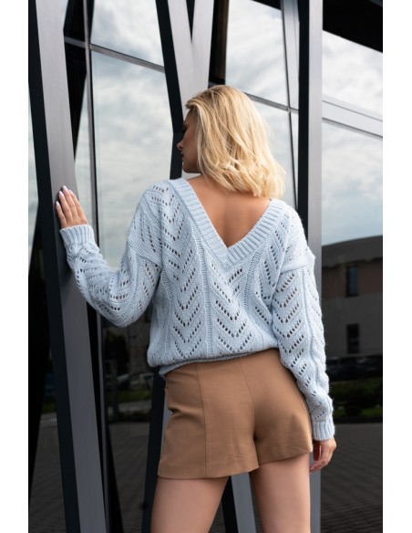 Manesa sweater ladies' with ażurowym wzorem oversize blue, Merribel