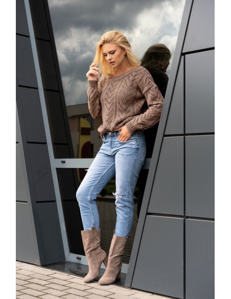 Manesa sweater ladies' with ażurowym wzorem oversize mocca, Merribel