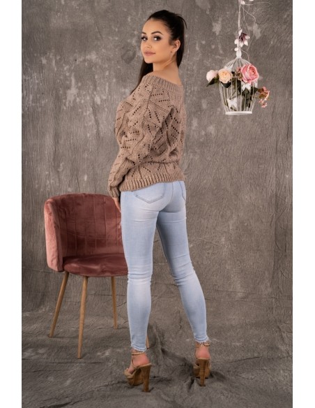 Manesa sweater ladies' with ażurowym wzorem oversize mocca, Merribel
