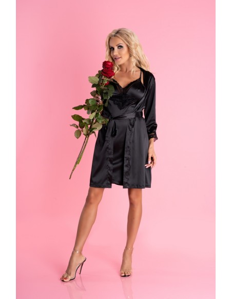 Marinsani satynowa koszulka nocna ze stringami czarna, Livia Corsetti lc 90566 