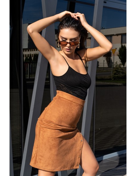 Minalla spódnica damska z wysokim stanem camel,...