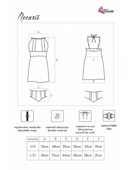 Neearis koszulka nocna z figami czarna, Livia...