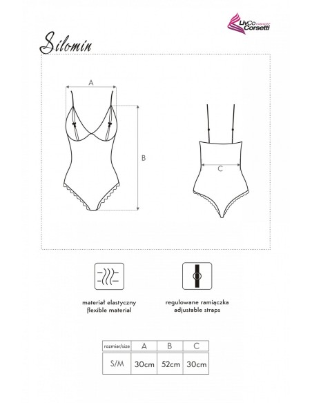 Silomin komplet koronkowy body + krótki szlafrok czarny, Livia Corsetti lc 1401 