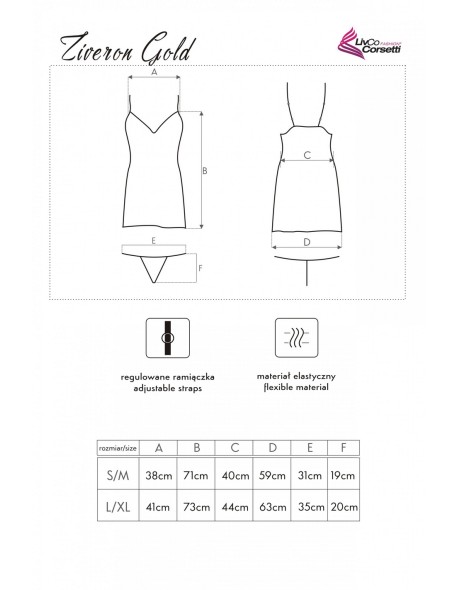 Ziveron satynowa koszulka nocna ze stringami...