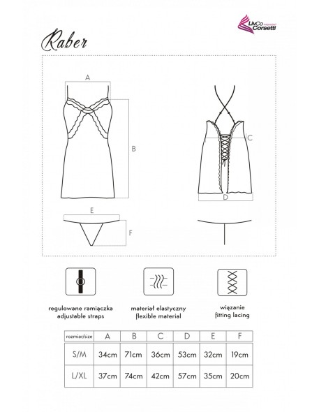 Raber satin t-shirt night with thongs beige,...