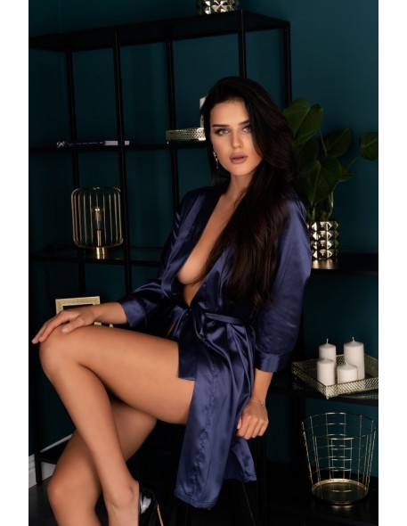 Edelina satin bathrobe ladies' navy blue, Livia Corsetti lc 90520