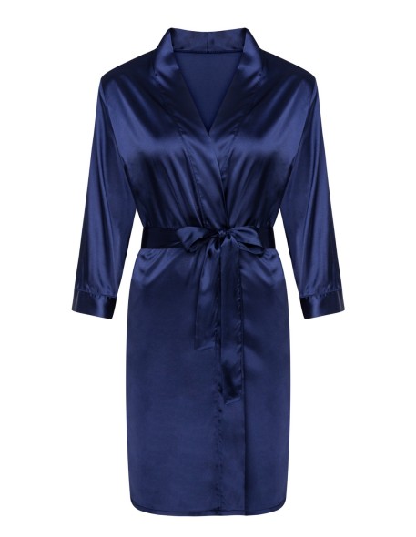 Edelina satin bathrobe ladies' navy blue, Livia...