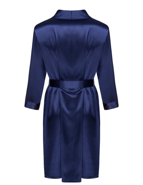 Edelina satin bathrobe ladies' navy blue, Livia...