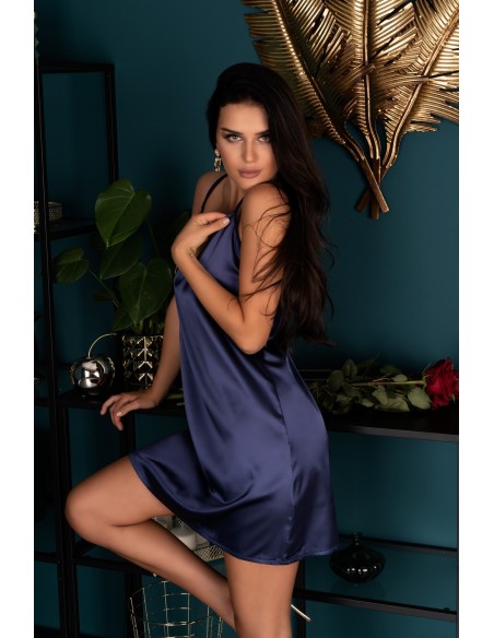 Mirdama satynowa koszulka nocna ze stringami granatowa, Livia Corsetti lc 90519 