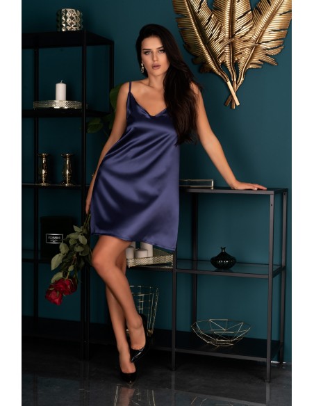 Mirdama satynowa koszulka nocna ze stringami granatowa, Livia Corsetti lc 90519 