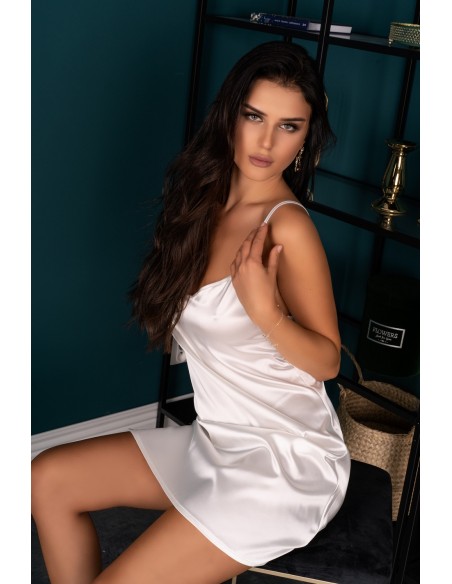 Mirdama satin t-shirt night with thongs perłowa, Livia Corsetti lc 90519