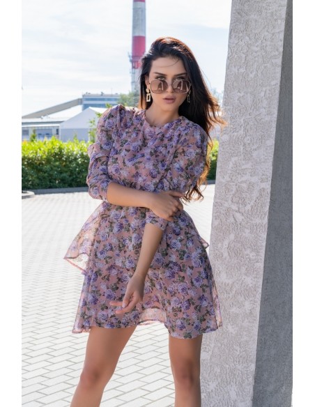 Gerasin dress women's mini with long sleeve purple, Merribel d165