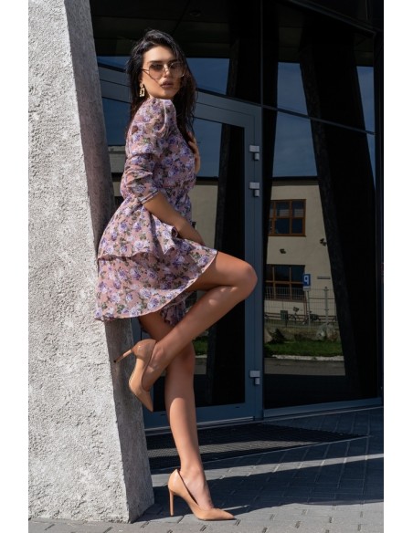 Gerasin dress women's mini with long sleeve purple, Merribel d165