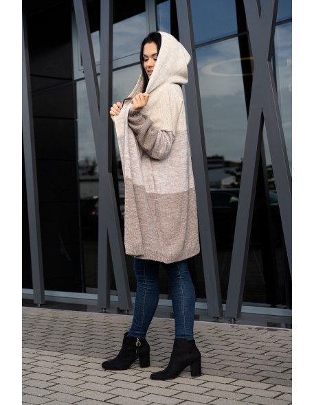 Avami kardigan damski z kapturem beżowy, Merribel