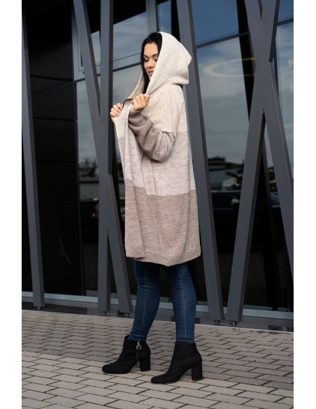 Avami kardigan damski z kapturem beżowy, Merribel