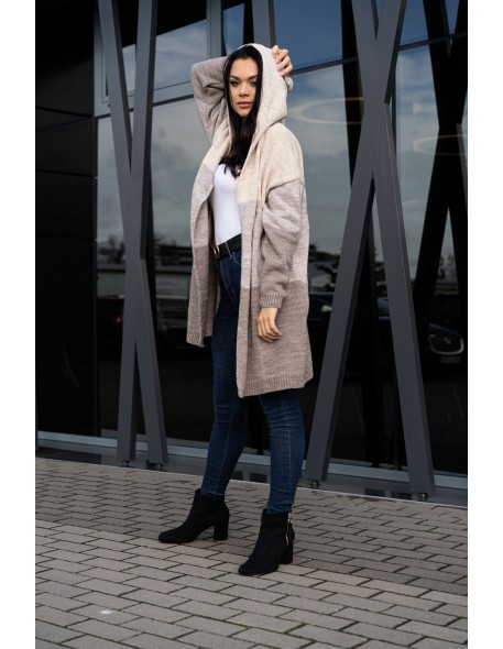 Avami kardigan damski z kapturem beżowy, Merribel