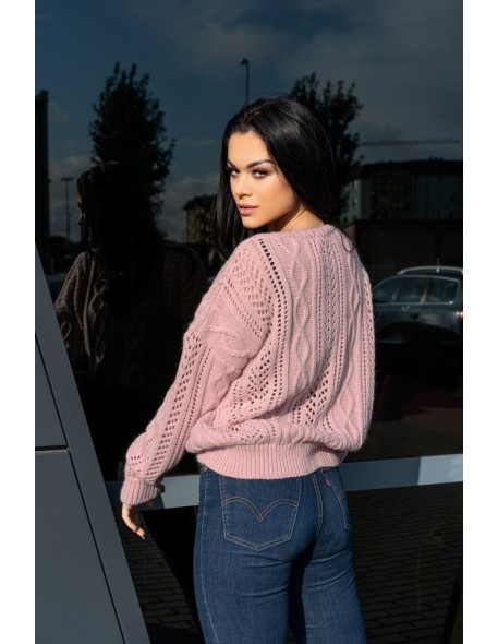 Boniqe sweater ladies' fastened openwork...