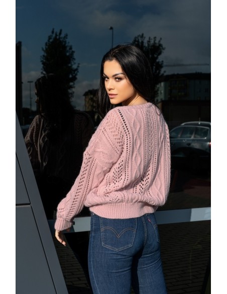 Boniqe sweater ladies' fastened openwork pattern heather, Merribel