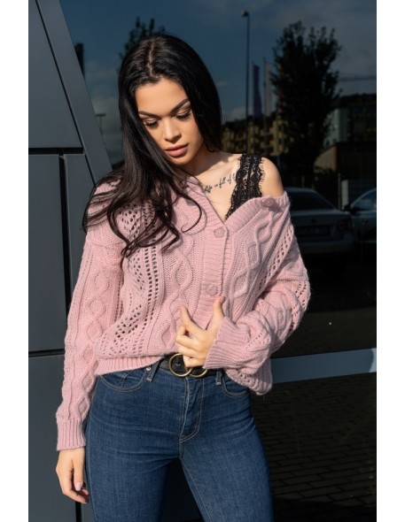 Boniqe sweater ladies' fastened openwork...