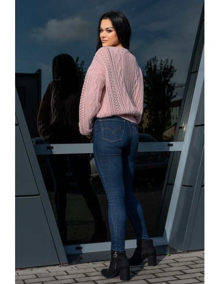 Boniqe sweter damski zapinany ażurowy wzór wrzosowy, Merribel