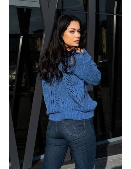 Boniqe sweter damski zapinany ażurowy wzór...