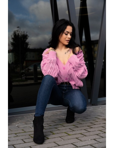 Boniqe sweater ladies' fastened openwork...