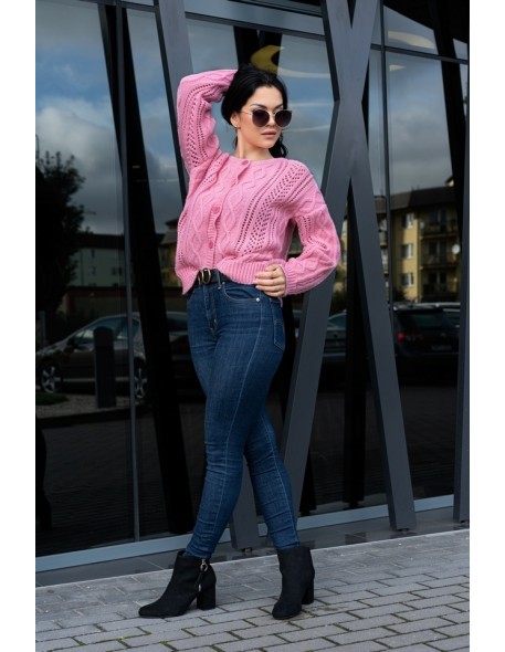 Boniqe sweter damski zapinany ażurowy wzór...