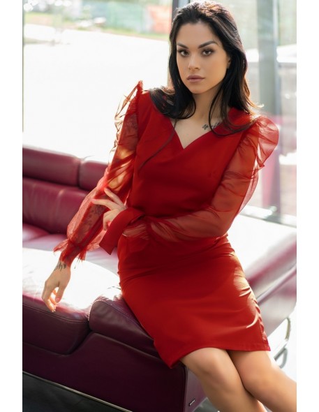 Ereve dress women's midi with decorative sleeves red, Merribel d08