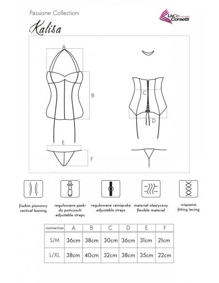 Kalisa komplet gorset + stringi czarny, Livia Corsetti lc 90586 