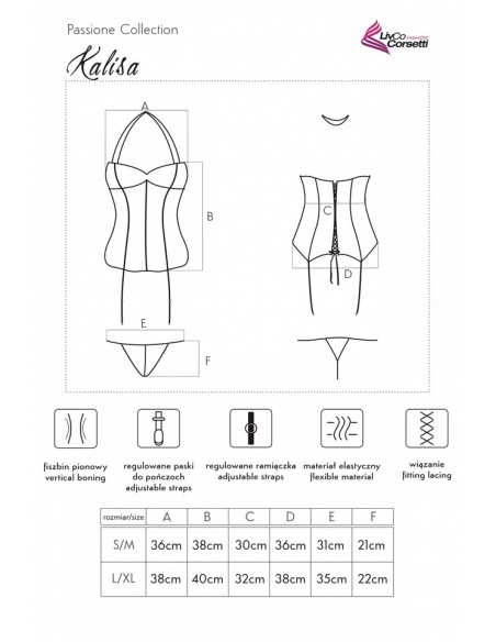 Kalisa set corset + thongs black, Livia Corsetti lc 90586