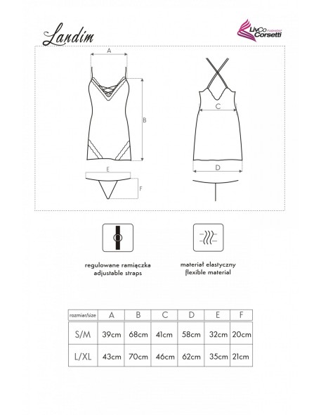 Landim satynowa koszulka nocna ze stringami...