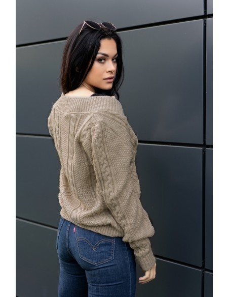 Mirila sweater ladies' fastened ozdobny splot beige, Merribel