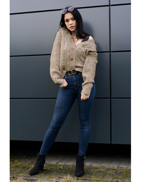 Mirila sweater ladies' fastened ozdobny splot beige, Merribel