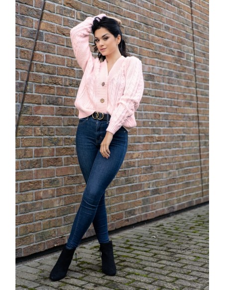 Mirila sweater ladies' fastened ozdobny splot powdery, Merribel