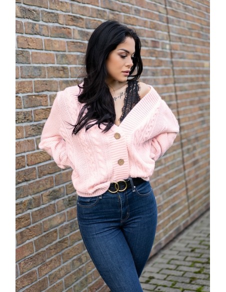 Mirila sweater ladies' fastened ozdobny splot powdery, Merribel