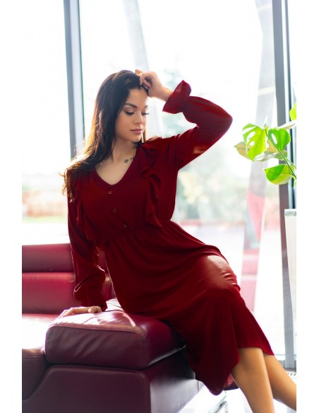 Ratsim dress women's midi with long sleeve cherry, Merribel d09