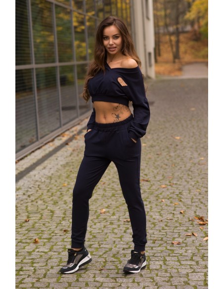 Siment dres komplet damski bluza i spodnie granatowy, Merribel 1109