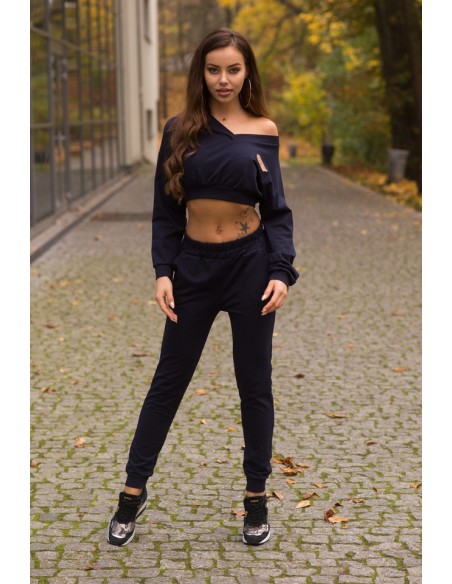 Siment dres komplet damski bluza i spodnie granatowy, Merribel 1109