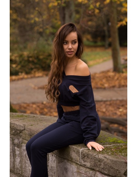 Siment dres komplet damski bluza i spodnie granatowy, Merribel 1109