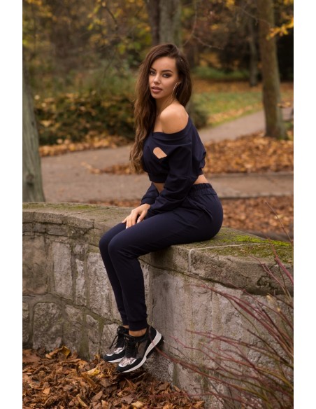 Siment tracksuit set ladies' blouse and trousers navy blue, Merribel 1109