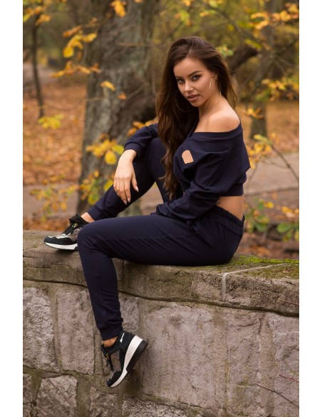 Siment dres komplet damski bluza i spodnie granatowy, Merribel 1109