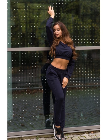 Siment dres komplet damski bluza i spodnie granatowy, Merribel 1109