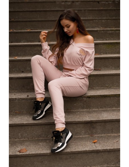 Siment dres komplet damski bluza i spodnie pudrowy, Merribel 1109